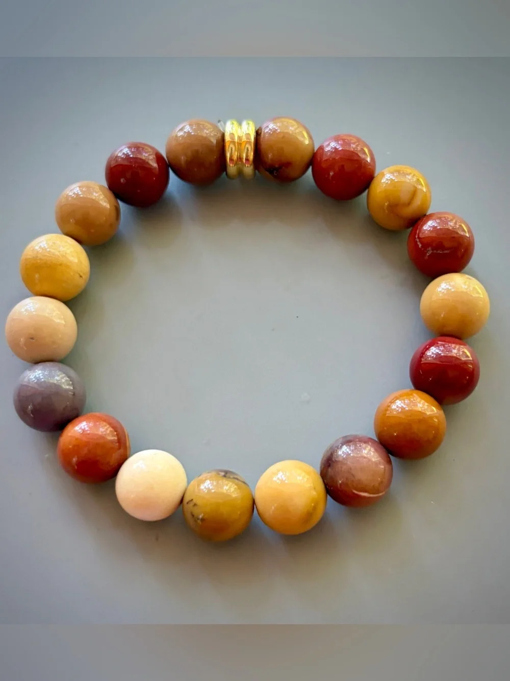 Natural Mookite Jasper Handcrafted Bead Bracelet